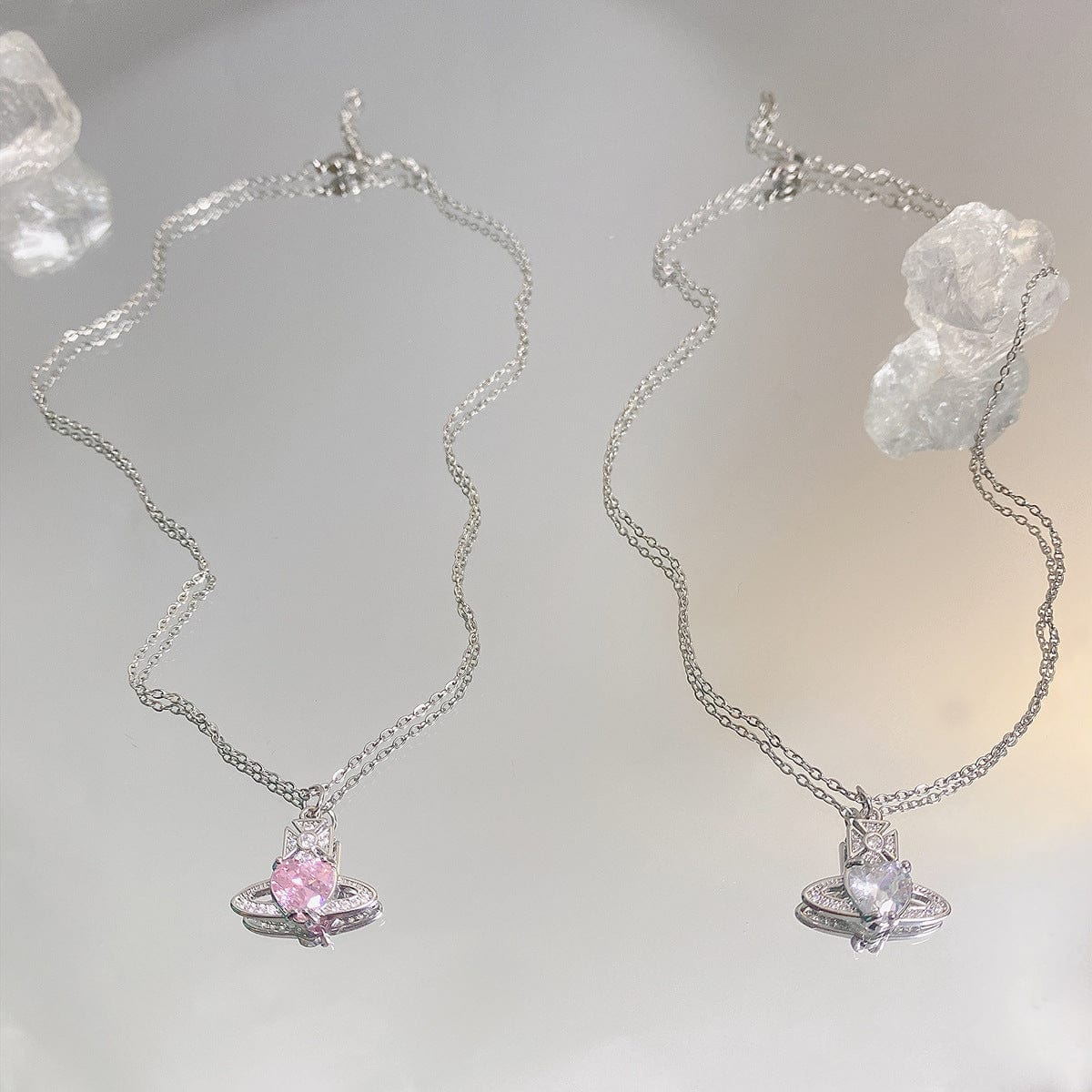 Saturn Heart Necklace