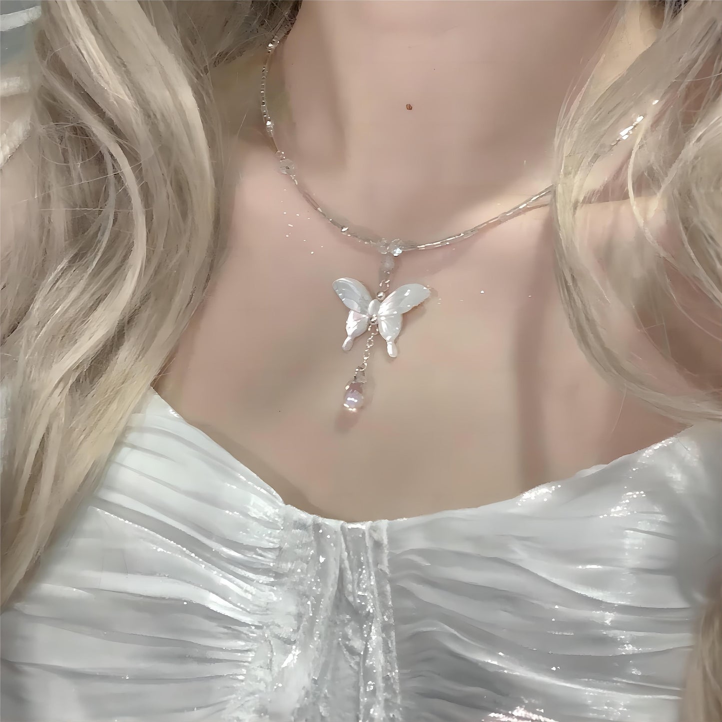 Pearl Shell Butterfly Necklace GEM556