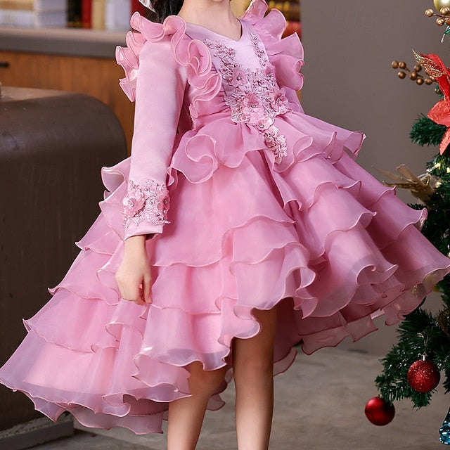 Kids Special Flower Sleeve Party Girls' Dress Wedding Long