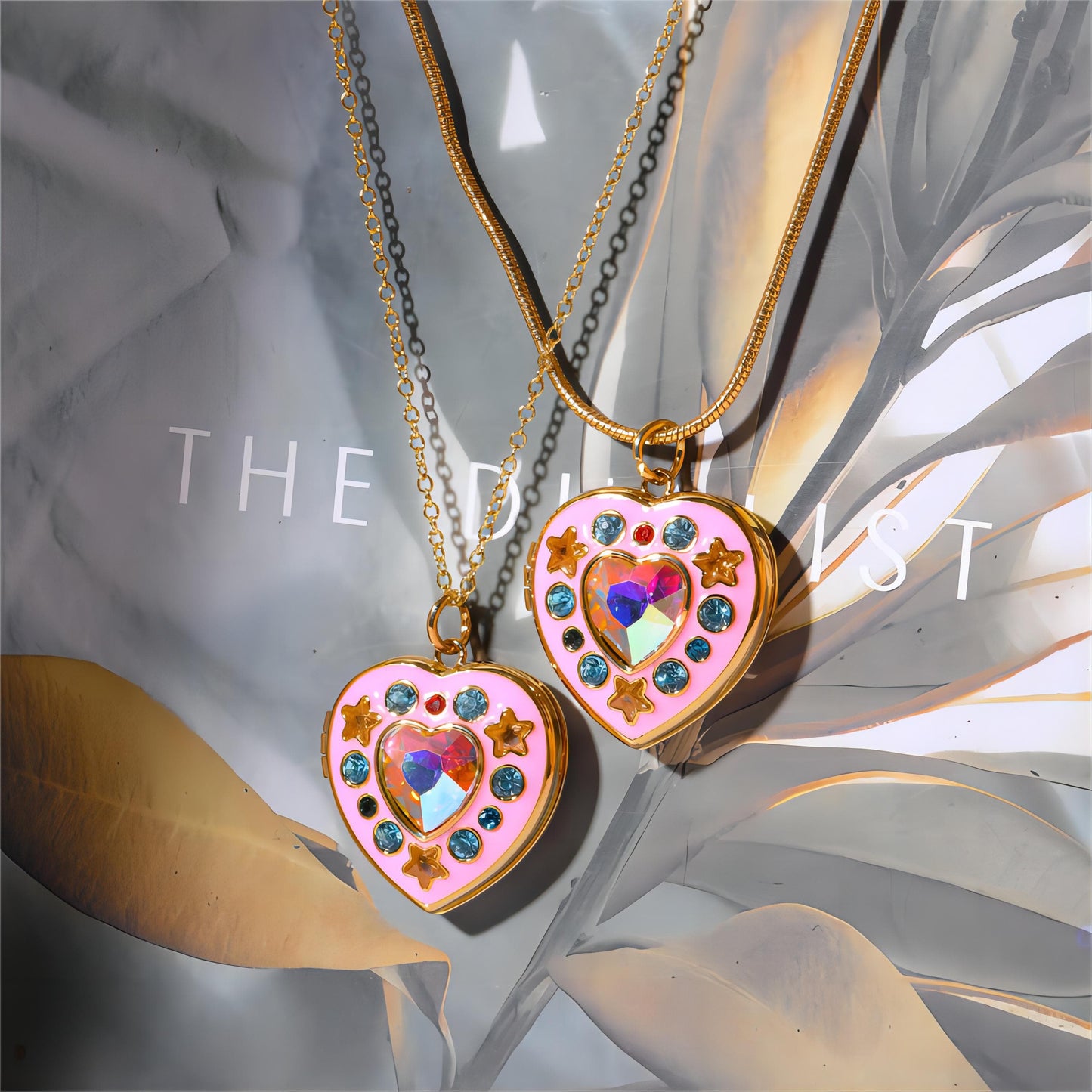 Filled Enamel Heart Locket Necklace