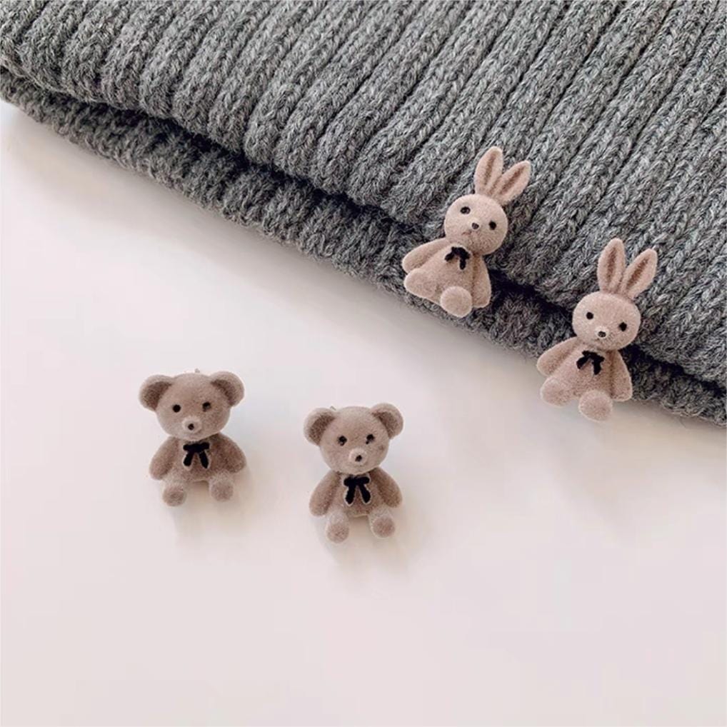 Flocking Rabbit Bear Ear Studs