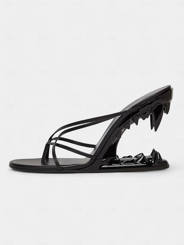 Gold Sandals Flat Metallic Unique Sculpted Heel with Design -