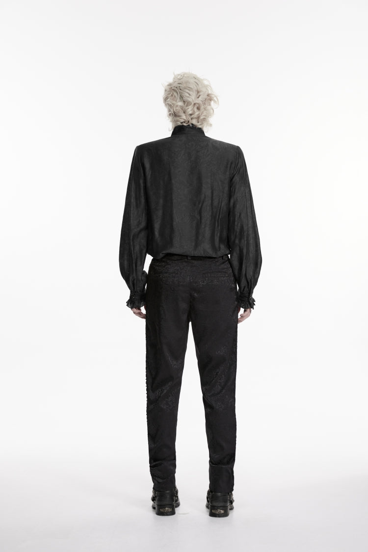 Men's Gothic Gorgeous Handsome Slim Pants in Black Jacquard