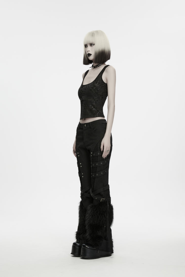 Strappy Slim-Fit Punk Vest with Bold Print