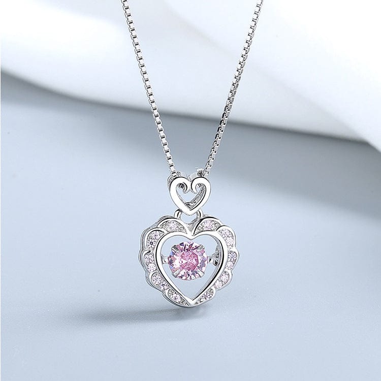 Crystal Rolling Heart Pendant Necklace