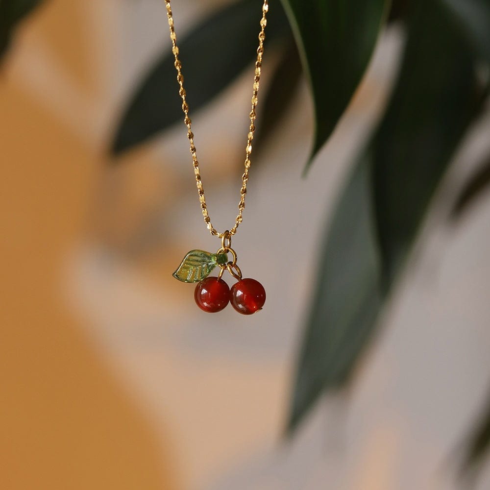 Dainty Crystal Cherry Necklace GEM557