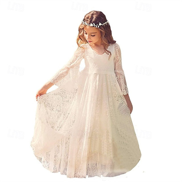 Girl Kid's Lace Flower Formal Dress Girls'