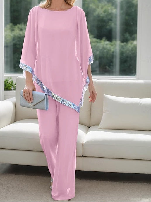 Mother Elegant Simple the Piece of Dress Bride Pantsuit Two