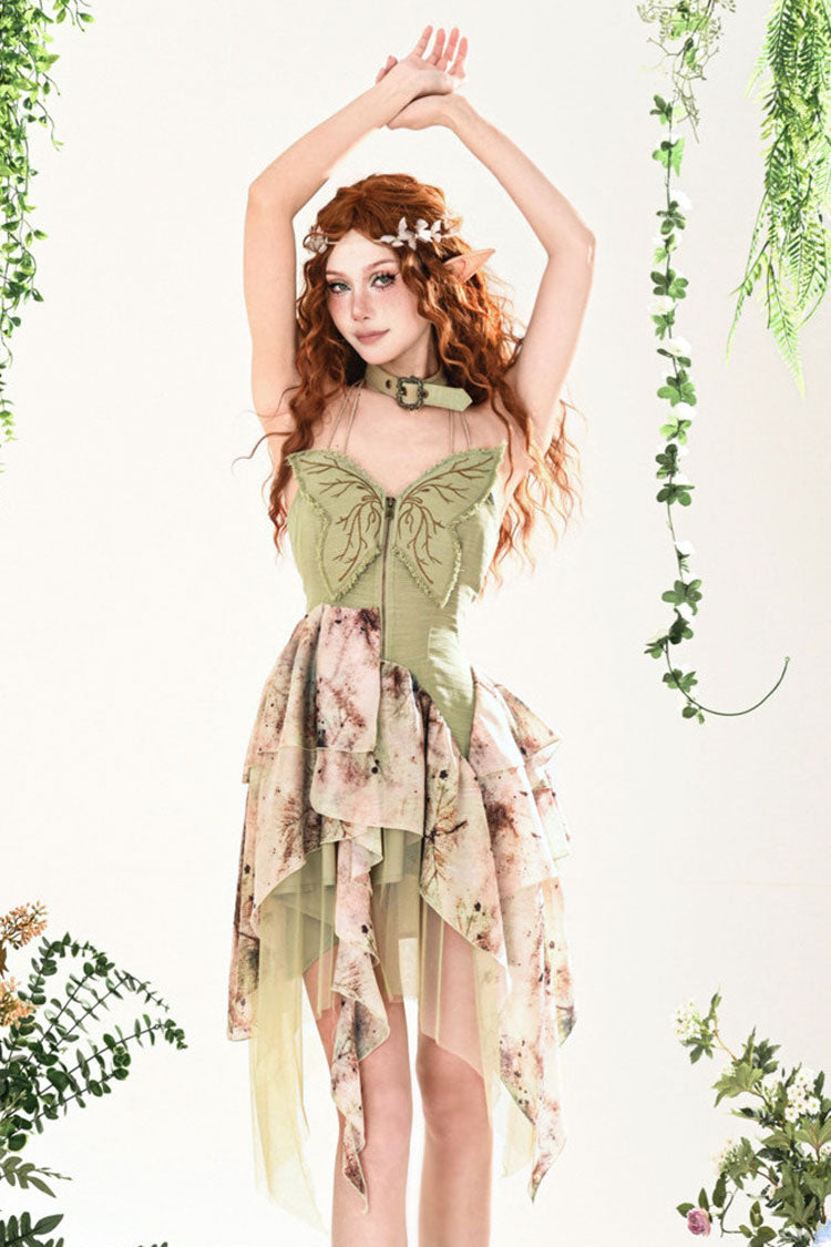 Emerald 3D Butterfly Embroidery Lace Asymmetric Sweet Lolita Jumper Dress