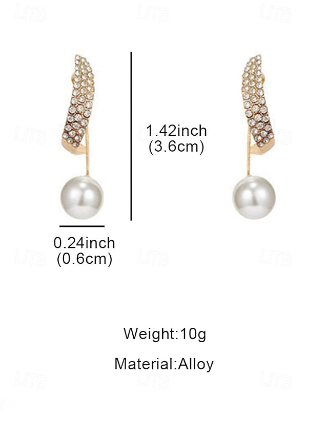 Earrings Detailing Pearl – with Elegant Crystal Gold-Plated