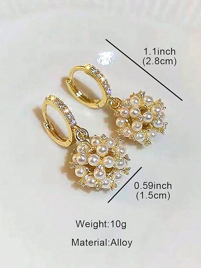 Gold Earrings Plated Pearl Women's String - Imitation