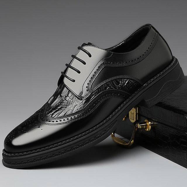 Brogue Shoes Oxford Brown - Crocodile Leather Men's