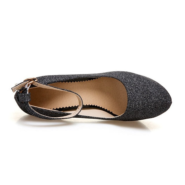 Stiletto Silver Heels Glitter Ankle Women's Platform with