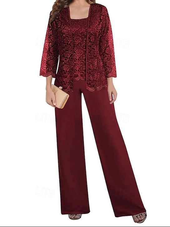 Guest Mother Bride Square Pantsuit of Elegant Dress the Wedding