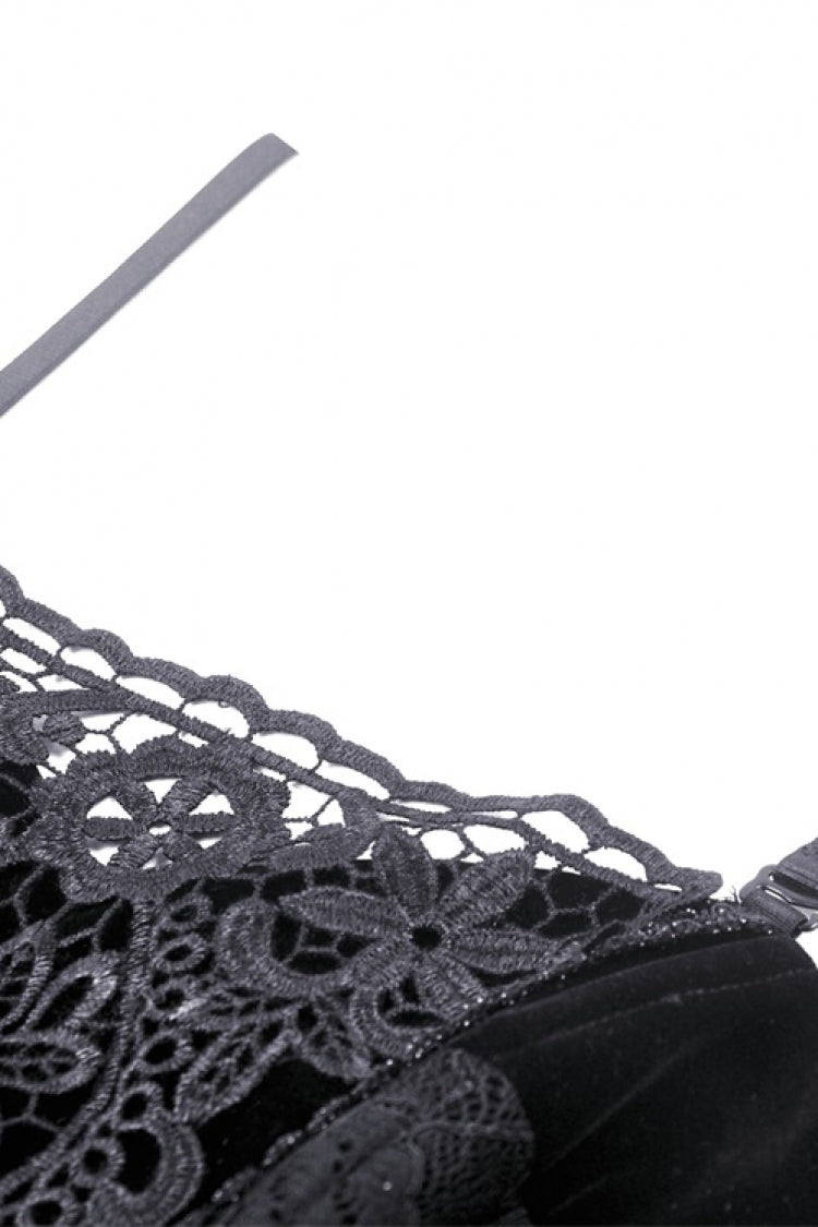No-Sleeve Floral Velvet Gothic Corset Top