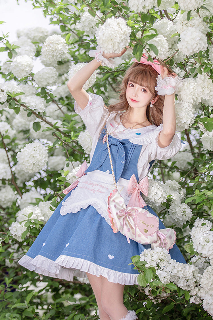 Azure Cowboys Are Busy Ruffle Bow Sweet Lolita Strap Gown