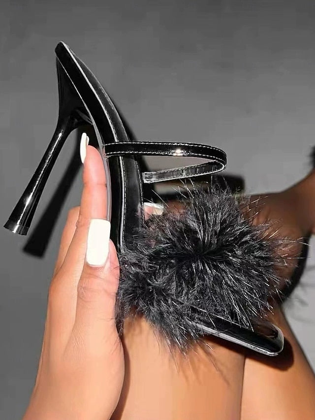 Heeled Bold – Feathered Sandals High Green