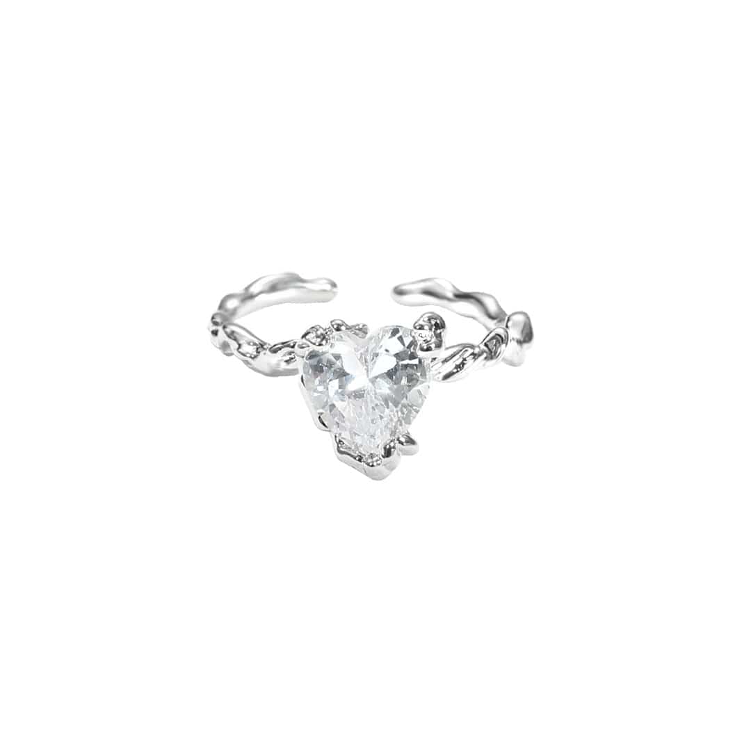 Bague géométrique ajustable en forme de cœur