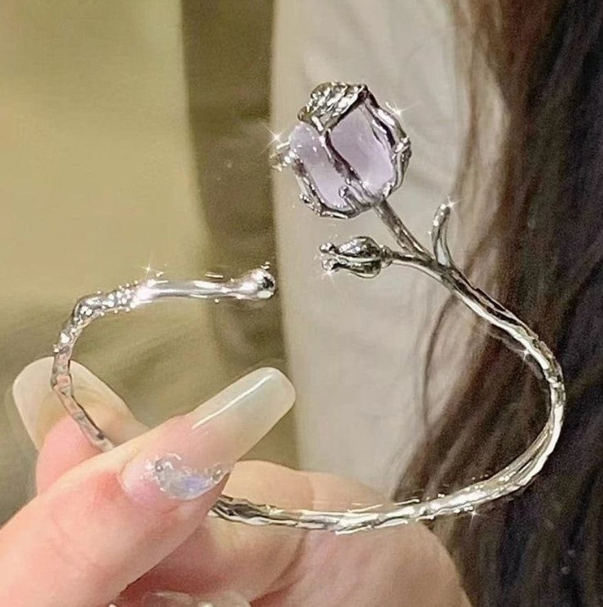 Stone Rose Bangle Bracelet