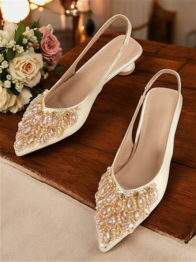 Shoes Ivory Beaded Slingback - with Women Wedding for Detail