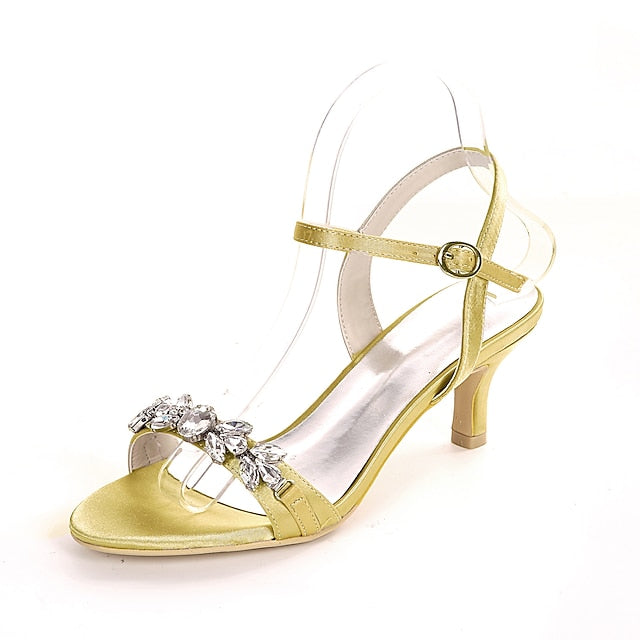 Women's Elegant Silver Rhinestone – Sandals Heeled