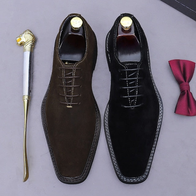 Men's Shoes - Suede Oxford Leather Cowhide Genuine