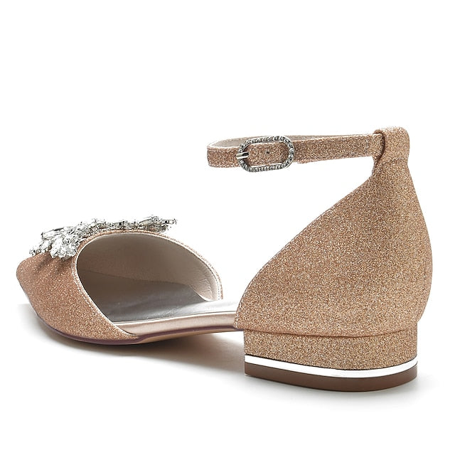 with – Design Floral White Women's Rhinestone Satin Flats