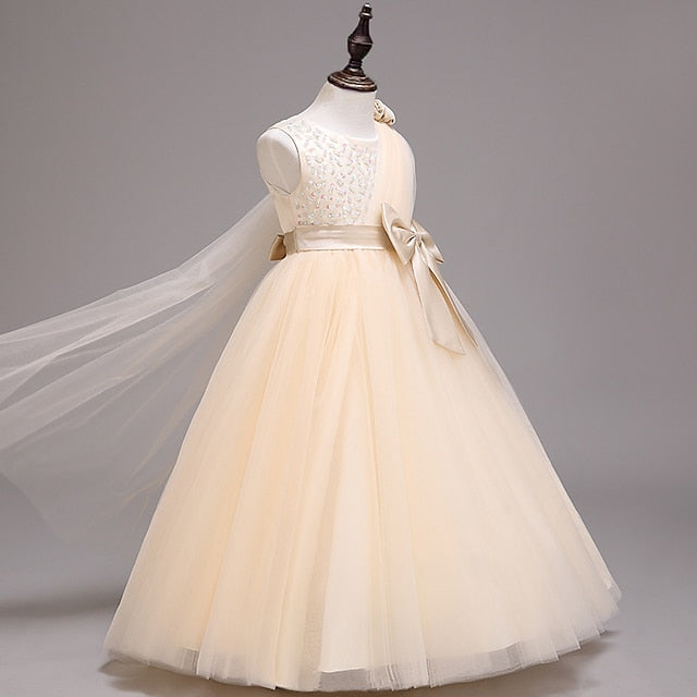 Colored Girls' Kids Solid Girl Dress Flower