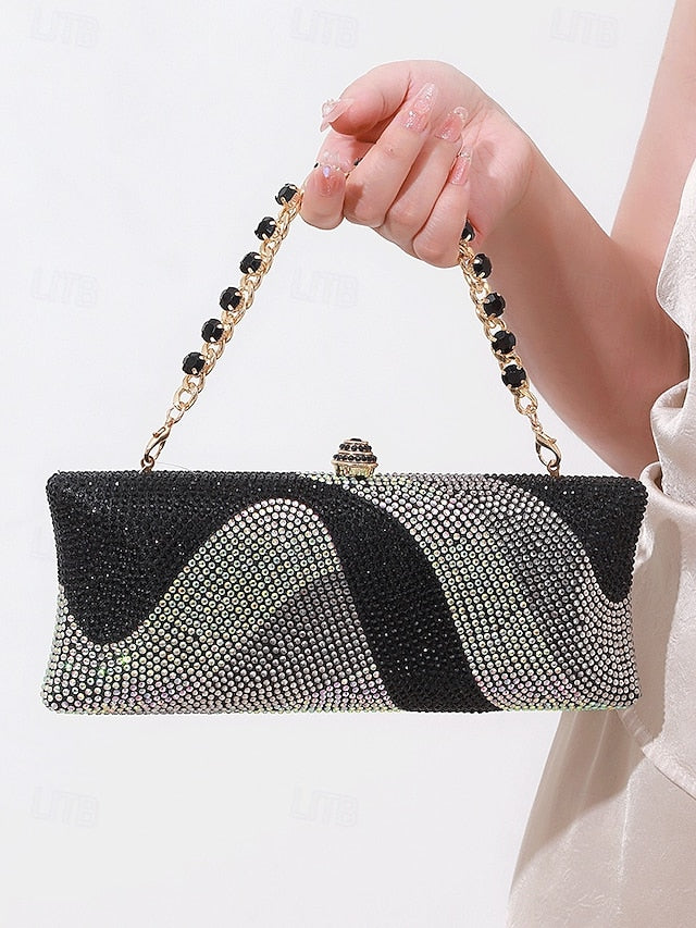 Evening Crystal Strap Chain with Bag Clutch Women's