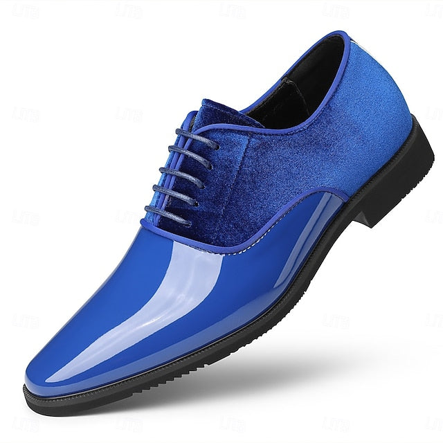 and White Shoes Blue Velvet Finish Glossy Men's with