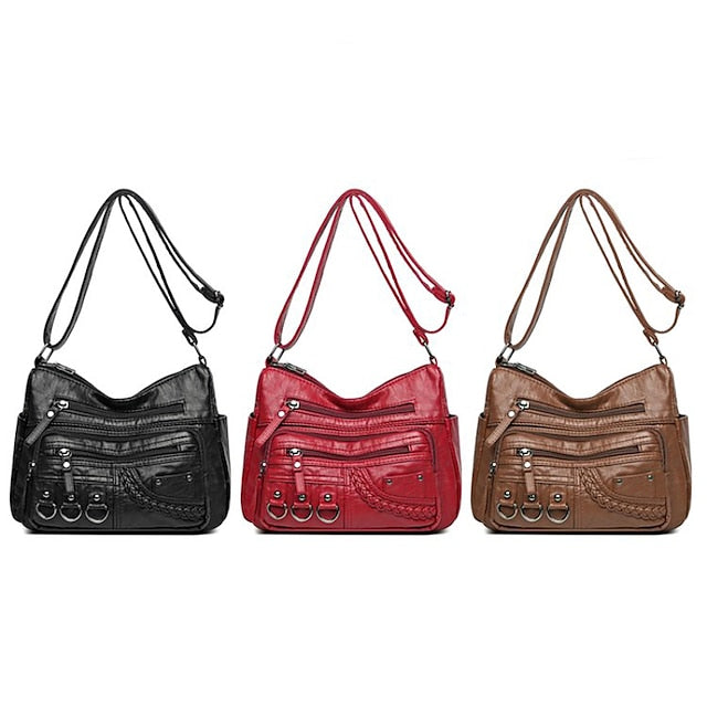 Multiple Crossbody with Vintage Leather Women's Faux Bag