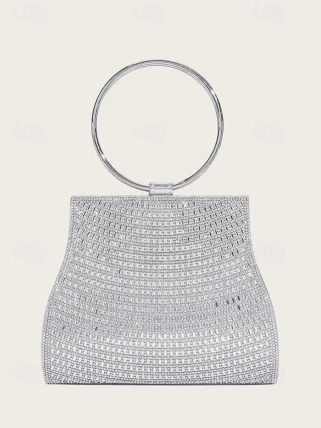 Gold Clutch Handle Elegant – Ring Evening Crystal with