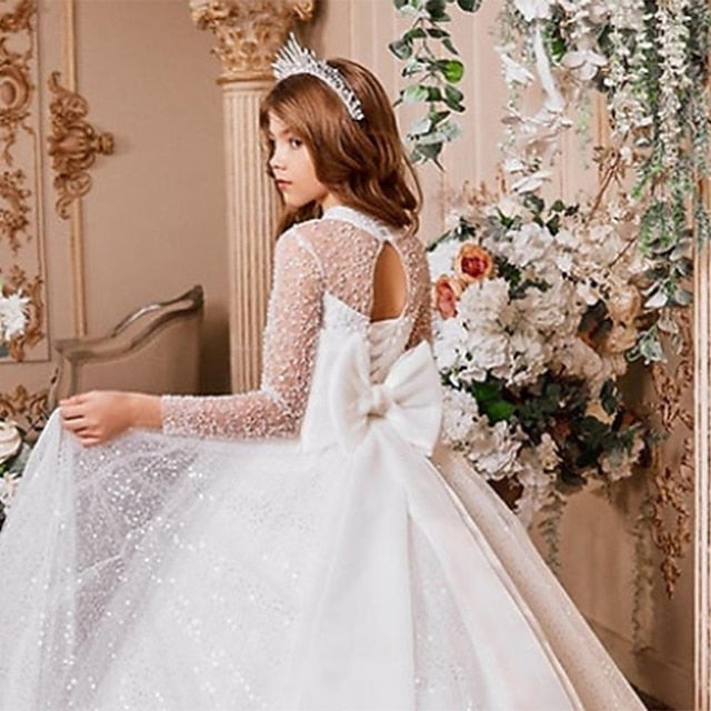 Girl Party Flower Girls' Color Long Kids Dress Solid