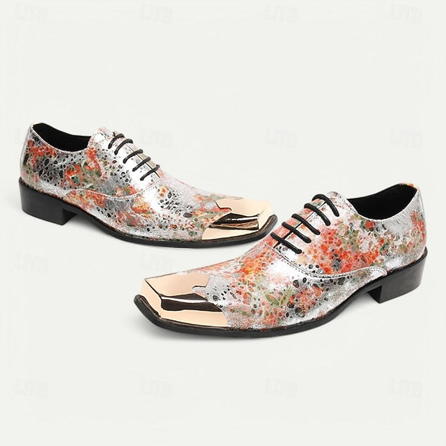 Floral Men's Patent Leather – Printed Oxford Shoes