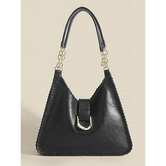 Hobo Bag with Chain – Leather Strap Vintage Women's Large