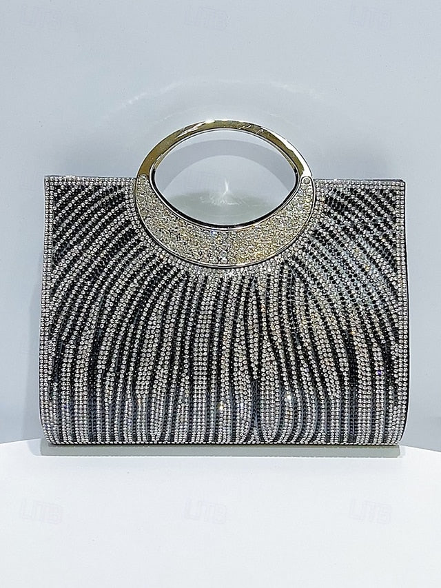 Women's Clutch Round Bag – Handle Rhinestone Evening with
