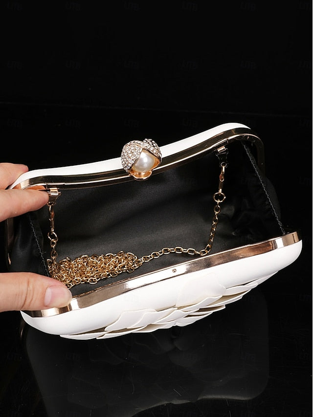 White Shoes Bridal Clutch Floral-Embellished with Matching –