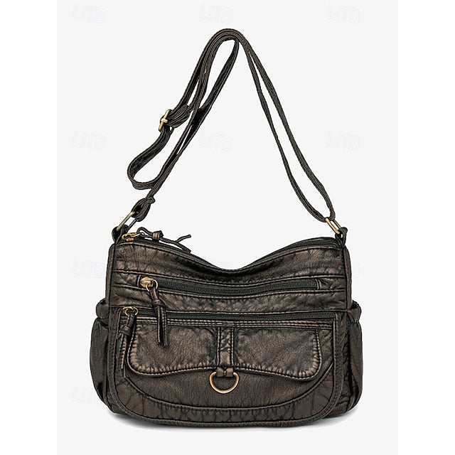 Crossbody Brown Vintage Women's Faux Bag with Leather
