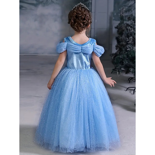 Party Elsa Tulle Dress Flower Frozen Girl Princess Theme Costume