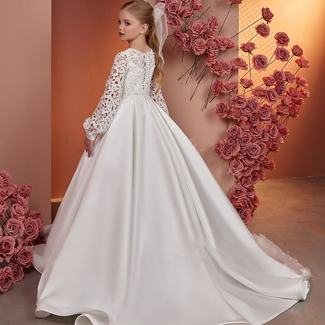 Solid Dress Flower Communion Kids Girls' Girl First