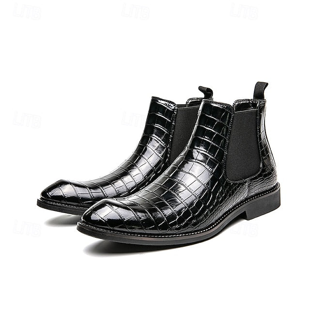 Chelsea – Brown Slip-On Men's Pattern Crocodile Boots