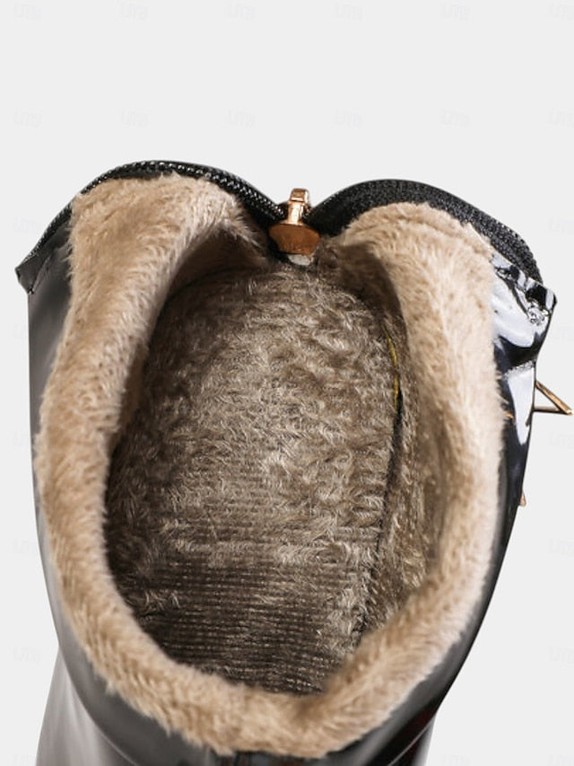 Fur Boots Heel Faux Women's Gold Ankle Lining Stiletto with