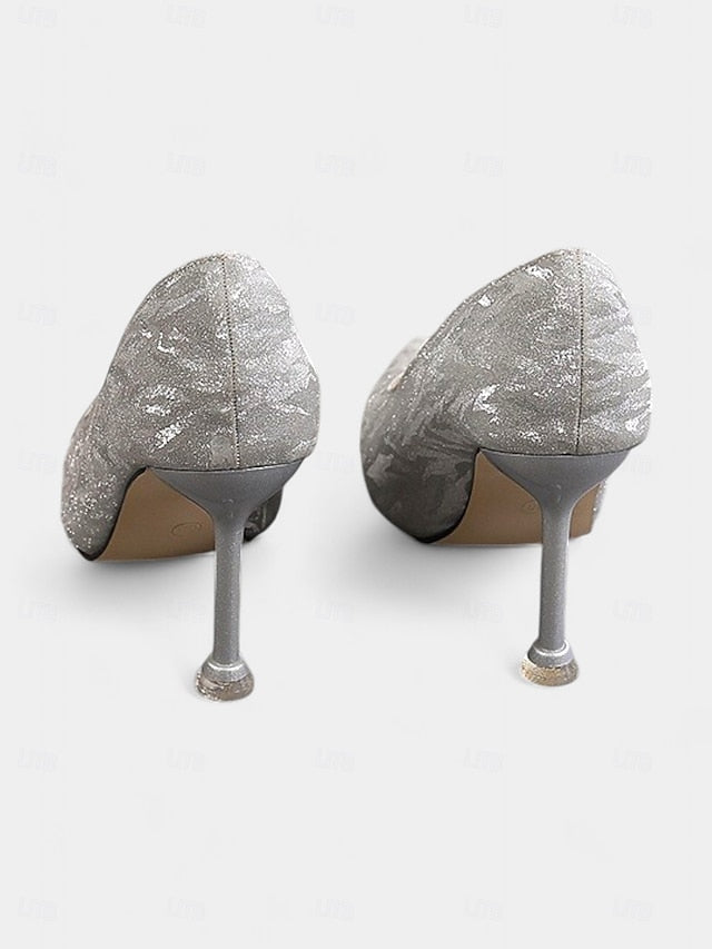 Pointed Champagne Women's Toe Heels Stiletto Glitter with