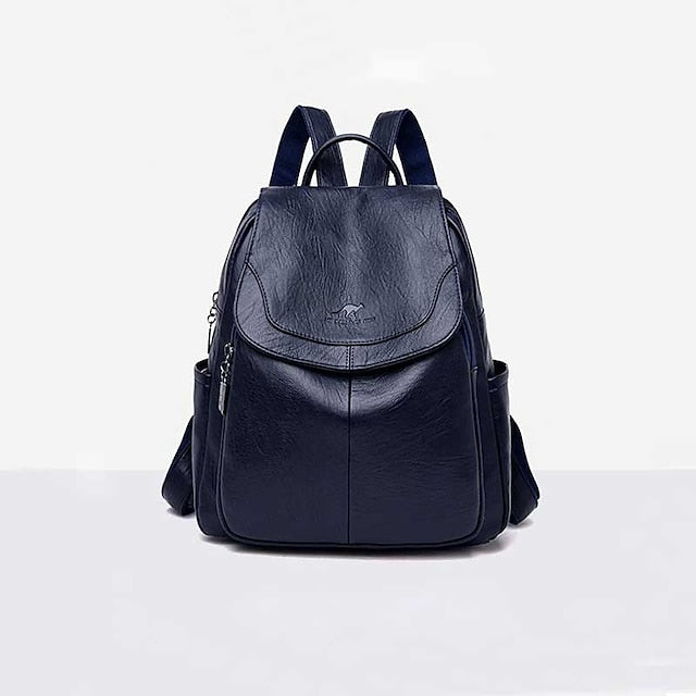 Faux Backpack Leather with Women's Burgundy Flap Closure