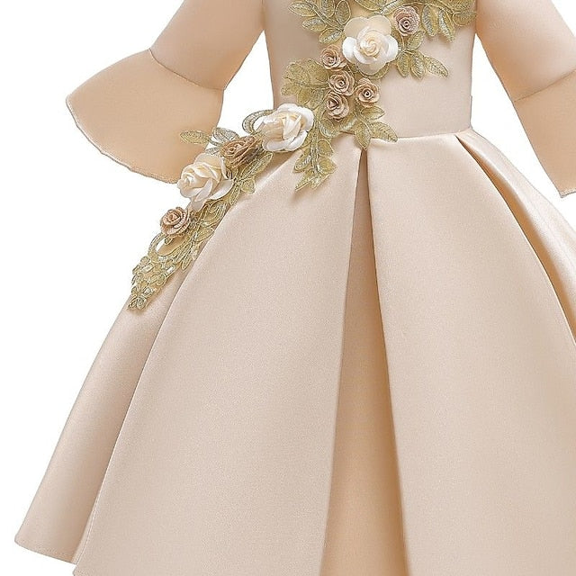 Dress Girls' 3/4 Formal Floral Sleeve Length Party Kids