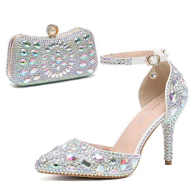 High Rhinestone Shoes Heel Multicolor Wedding Women's with
