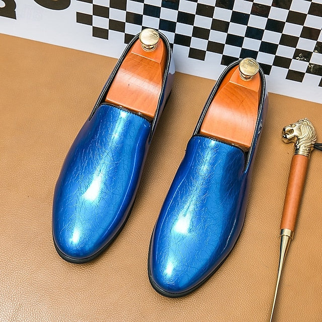 Gold Fashionable – Loafers Metallic Slip-On Men's Shiny