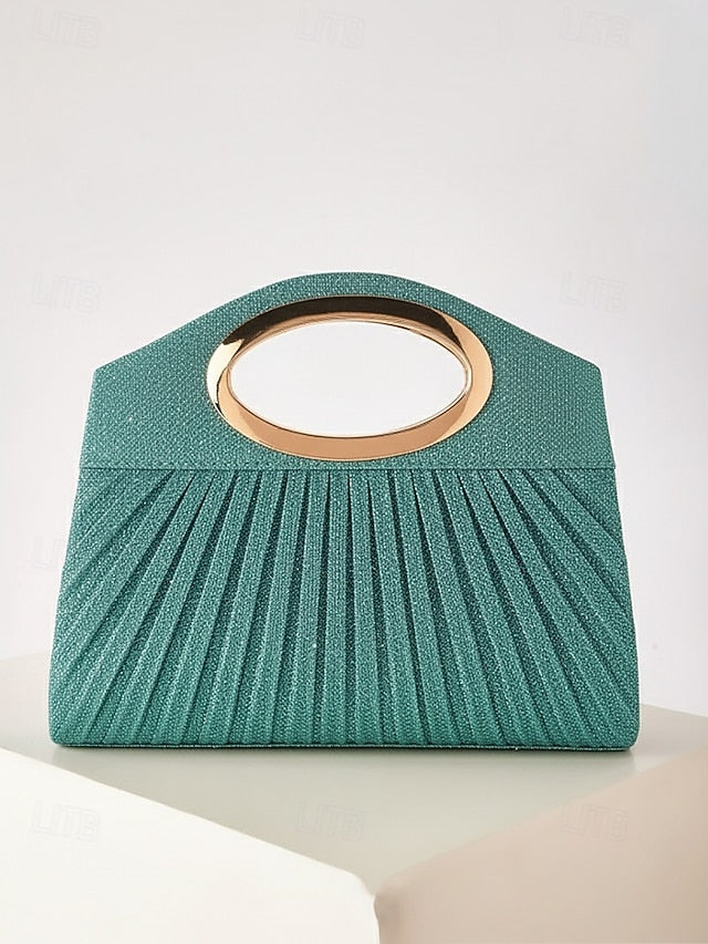 Glitter Bag Evening Handle Gold with Clutch Women's