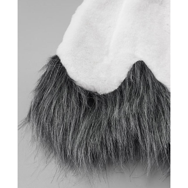 Coat Black Long Jacket Faux Sherpa Fur Women's White