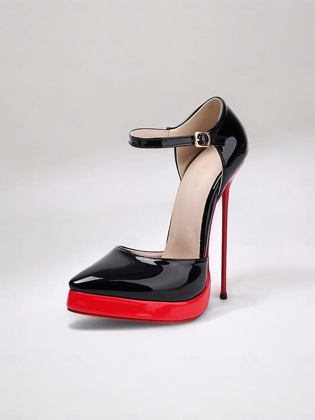 Red and Leather Women's Platform Stiletto Black Patent